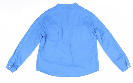 Dayou Womens Blue Basic Button-Up Size 2XL - Mandarin Collar