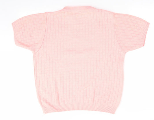 Preworn Womens Orange Geometric Pullover Jumper Size 10 - Florescent