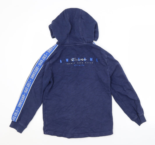 George Boys Blue Herringbone Full Zip Hoodie Size 10-11 Years