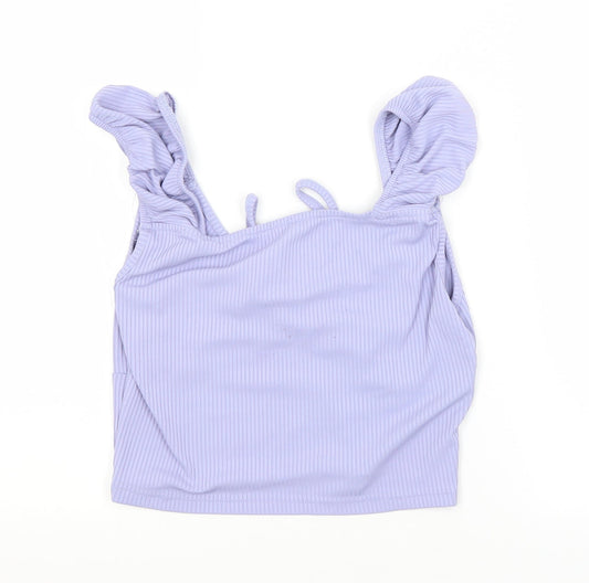 Preworn Womens Purple Cropped Blouse Size L