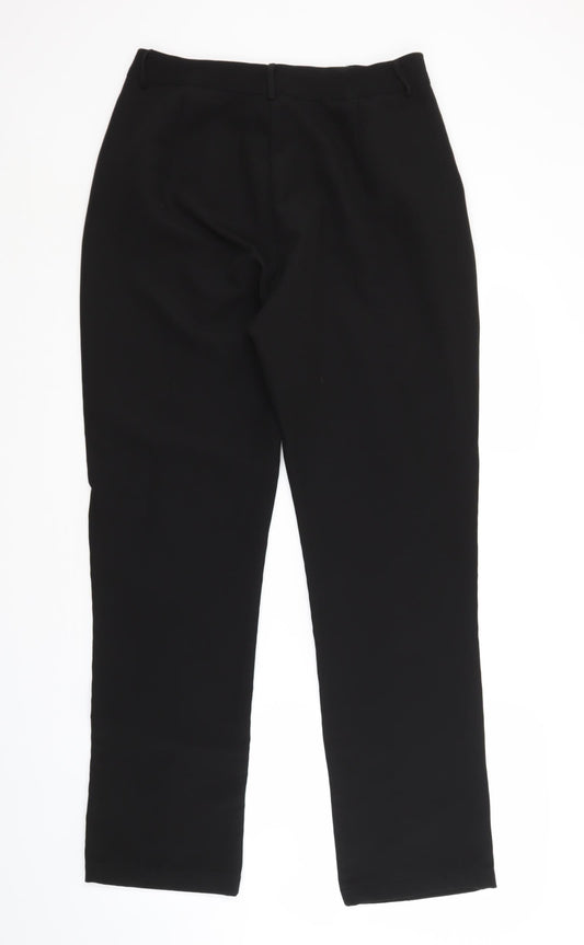 PRETTYLITTLETHING Womens Black Trousers Size 12 L31 in