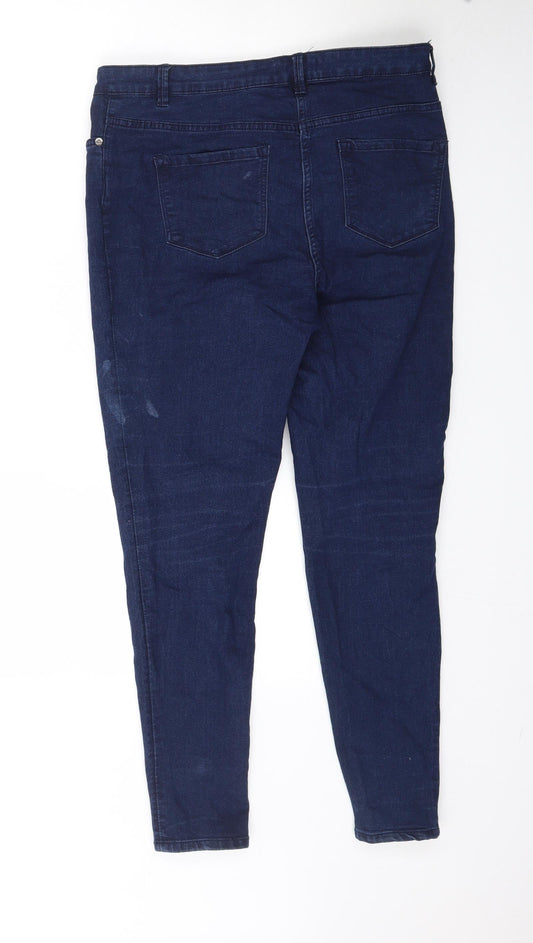 Preworn Womens Blue Denim Skinny Jeans Size 14 L29 in