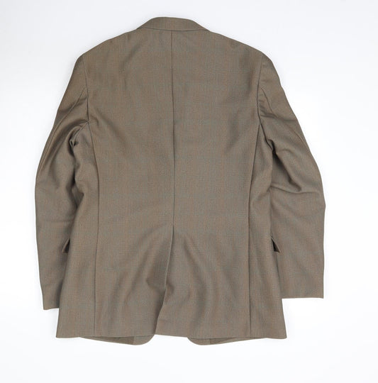 Terylene Mens Brown Plaid Jacket Blazer Size 40