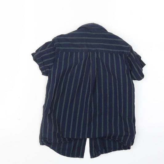 Steel & Jelly Boys Blue Striped Basic Button-Up Size 7-8 Years