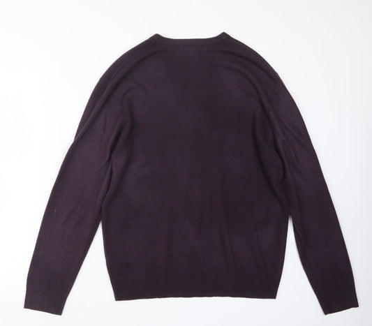 Debenhams Mens Purple Knit Pullover Jumper Size L