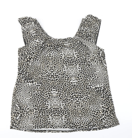 Peacocks Womens Brown Animal Print Basic T-Shirt Size 14