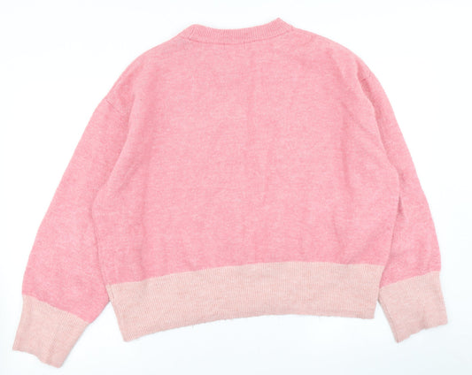 H&M Womens Pink Knit Pullover Jumper Size M
