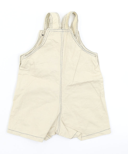 Preworn Boys Brown Dungaree One-Piece Size 0-3 Months - Dinosaur