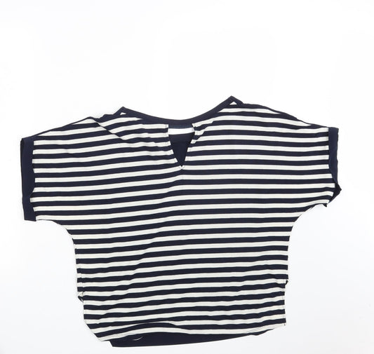 Oasis Womens Blue Striped Basic T-Shirt Size S