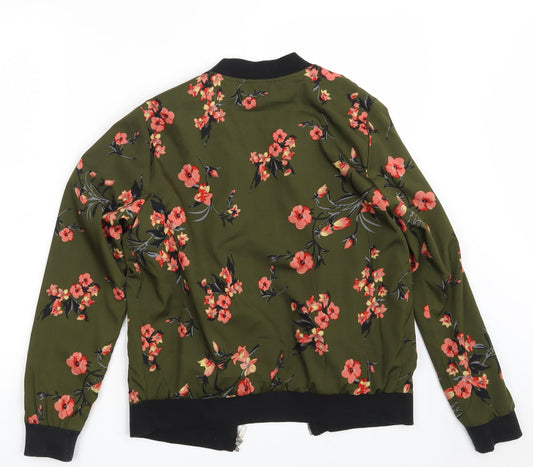 New Look Womens Green Floral Jacket Size 8