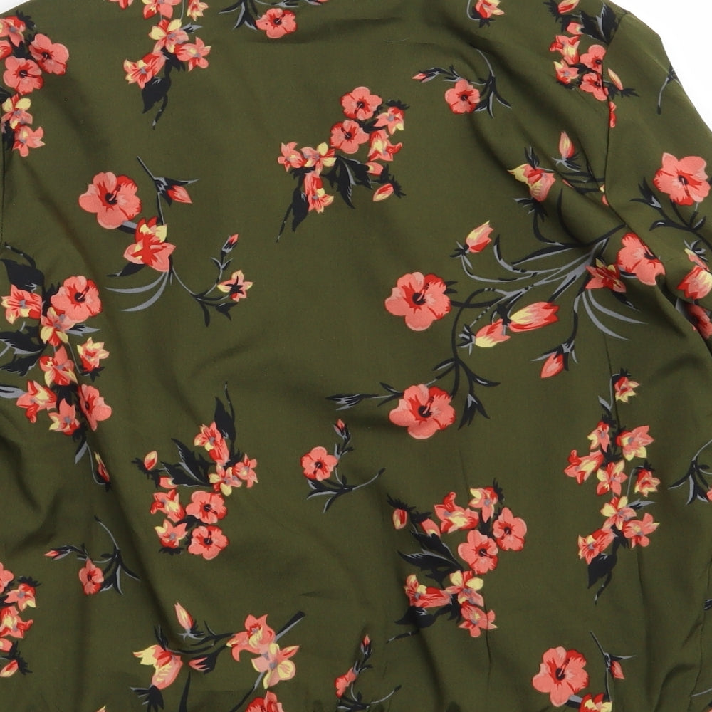 New Look Womens Green Floral Jacket Size 8