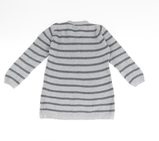 NEXT Girls Grey Striped Pullover Jumper Size 5 Years