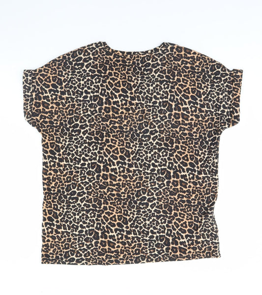 Only Womens Brown Animal Print Basic Blouse Size 10