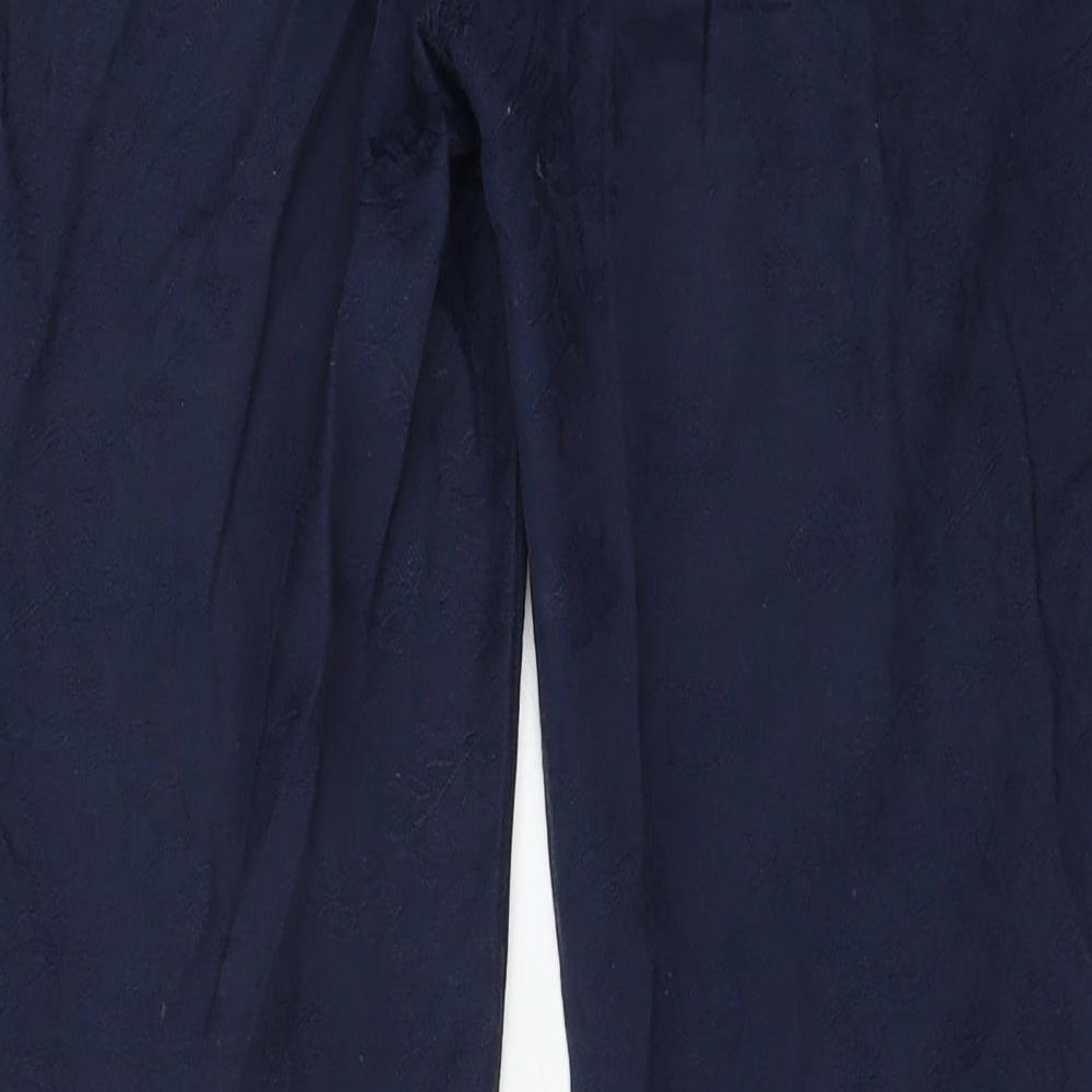 oodji Womens Blue Floral Trousers Size 12 L29 in
