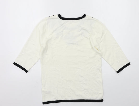 Anna Rose Womens White Knit Pullover Jumper Size S