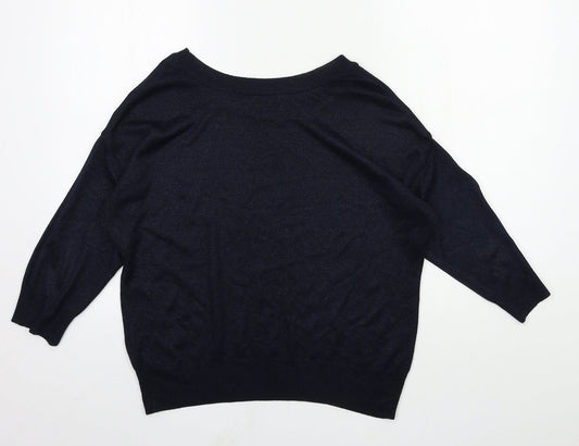 Autograph Womens Blue Knit Pullover Jumper Size 10