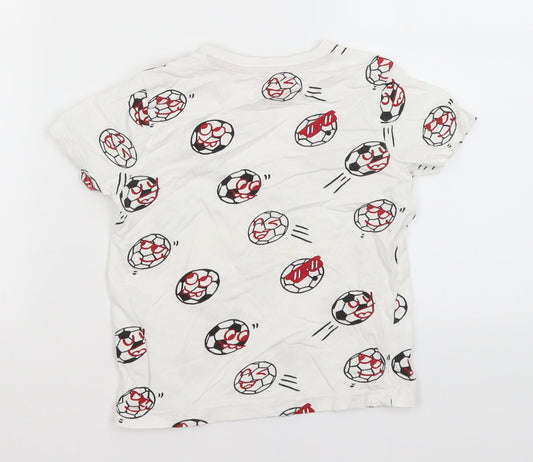 F&F Boys White Basic T-Shirt Size 5-6 Years - Football