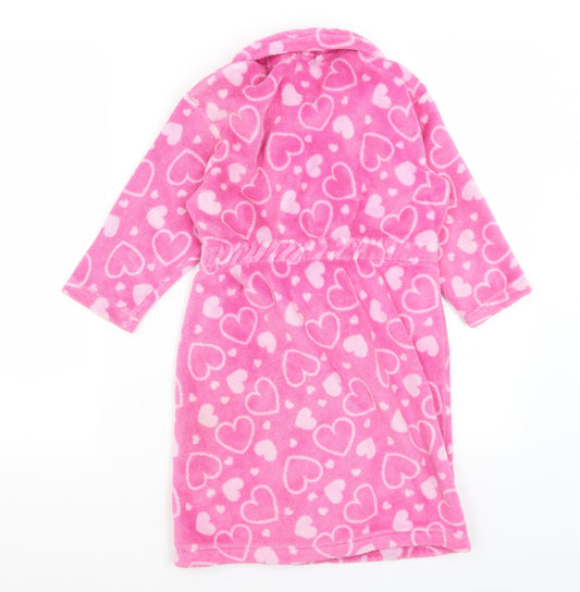 Primark Girls Pink Solid Kimono Gown Size 5-6 Years - Hearts