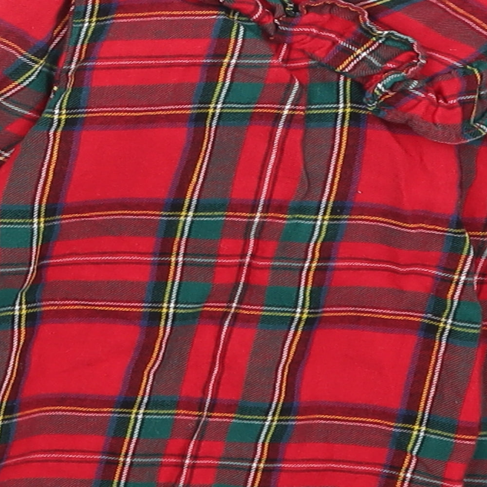 H&M Baby Red Plaid Basic T-Shirt Size 9-12 Months