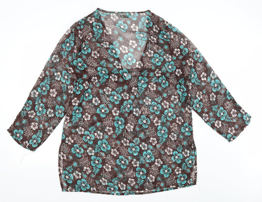 Preworn Womens Brown Floral Kaftan Size 14