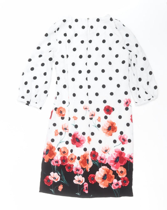 Preworn Womens White Polka Dot Shift Size 10
