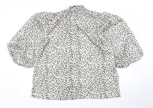 AX Womens Beige Animal Print Basic Blouse Size 14 - Leopard print