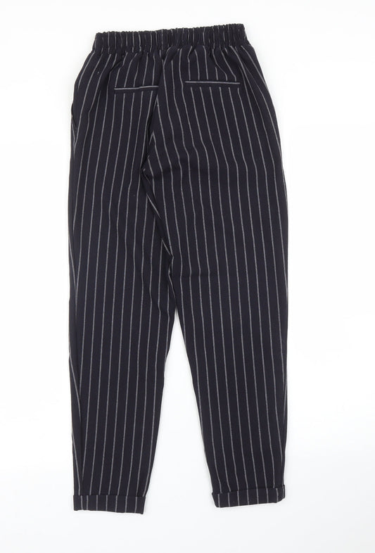 Bershka Womens Blue Striped Carrot Trousers Size XS L24 in