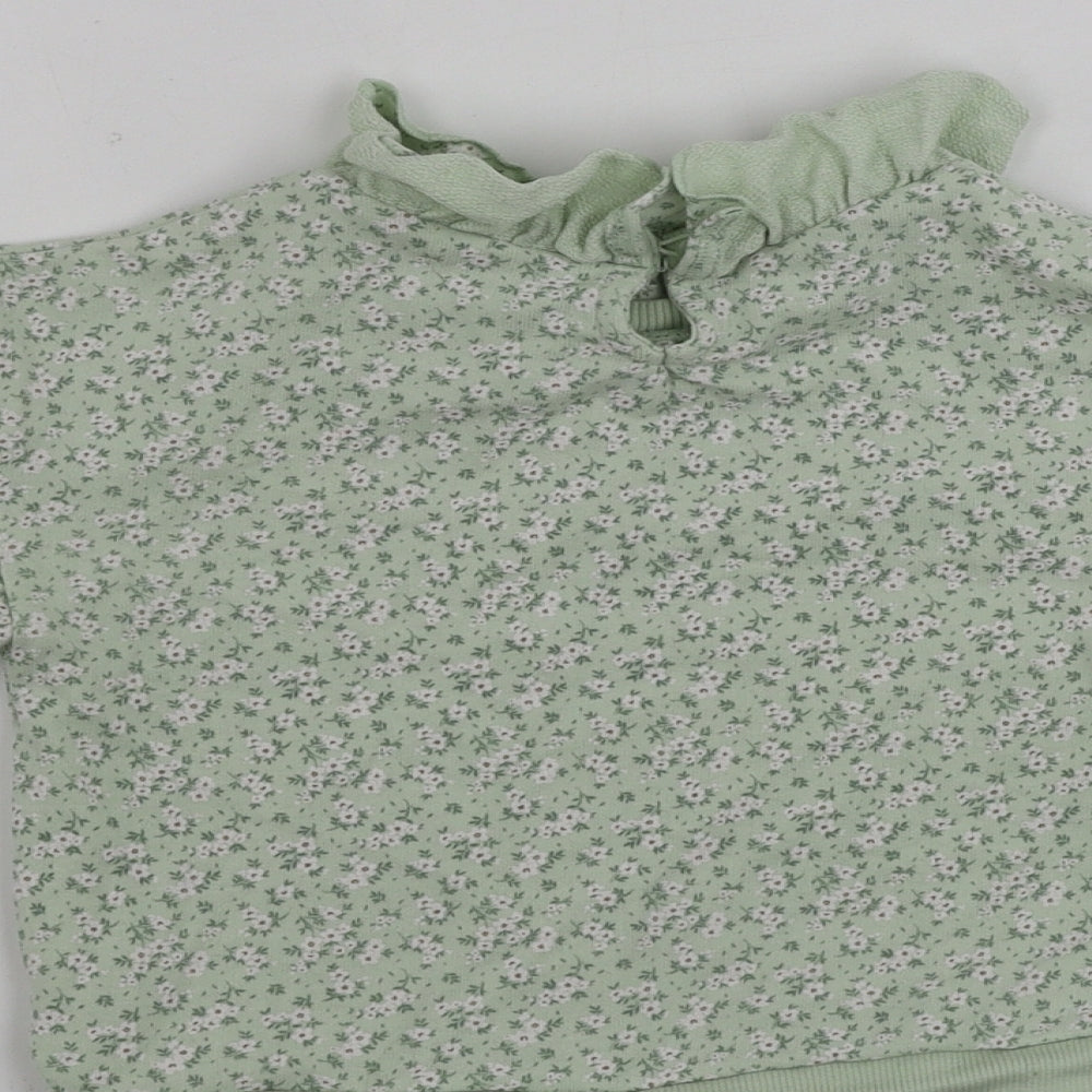 George Girls Green Floral Pullover Jumper Size 2 Years