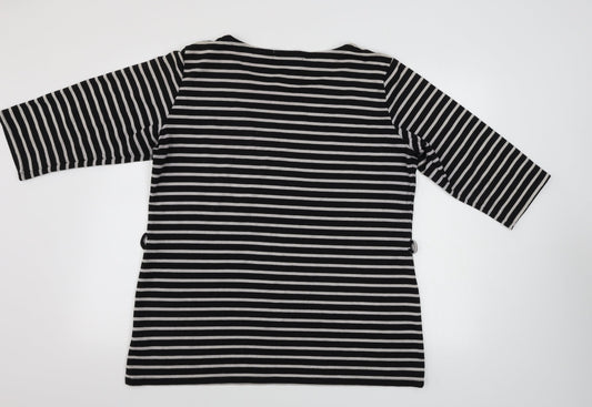 Mimosa Womens White Striped Pullover Jumper Size 16