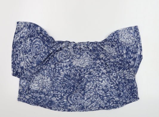 New Look Womens Blue Floral Basic Blouse Size 10