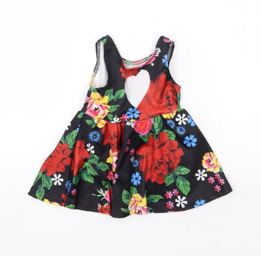 Prewoen Girls Black Floral A-Line Size 12 Months