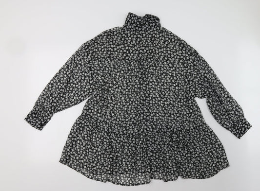 H&M Womens Black Floral A-Line Size 8
