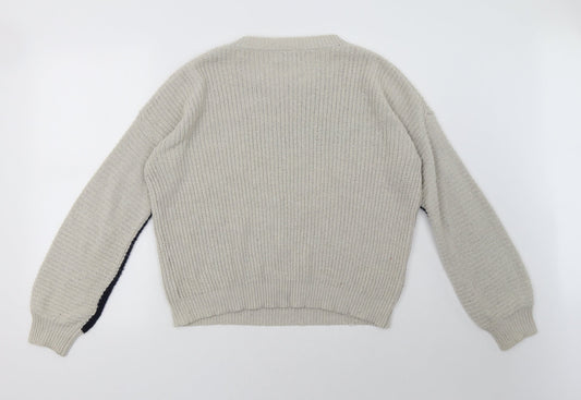 wild flower Womens Beige Striped Pullover Sweatshirt Size L