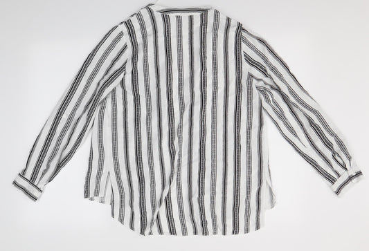 New Look Womens Multicoloured Striped Basic Button-Up Size 12