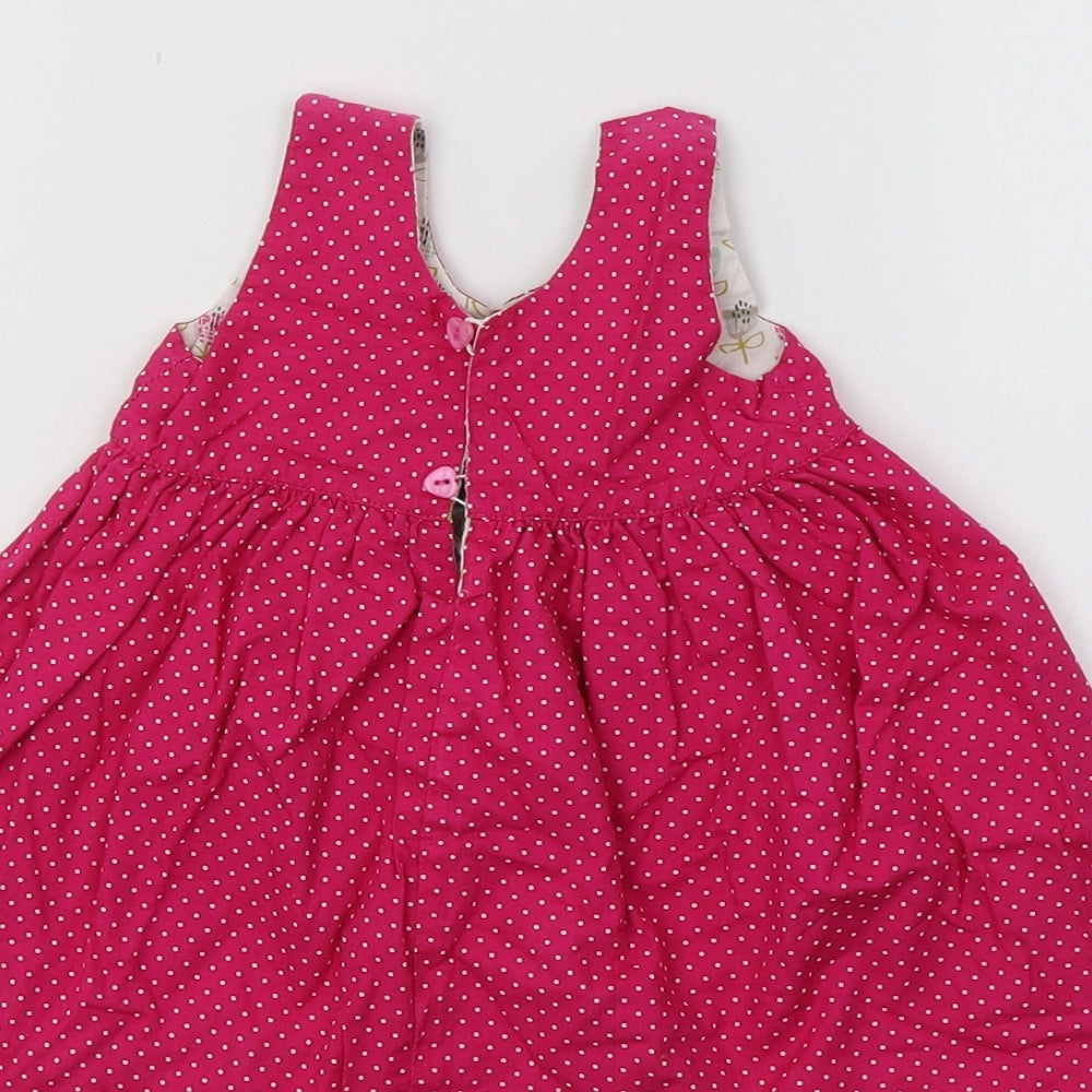 Preworn Pink Polka Dot A-Line Size 12-18 Months - Reversible