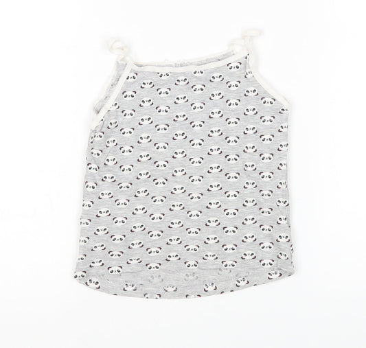 Primark Girls Multicoloured Animal Print Basic Tank Size 4-5 Years - Panda
