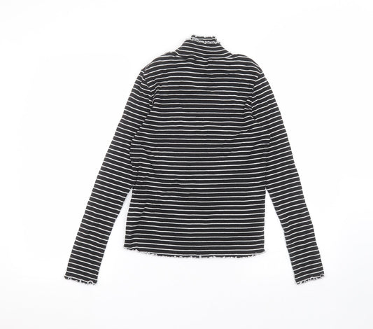 Essential Womens Black Striped Basic T-Shirt Size 12