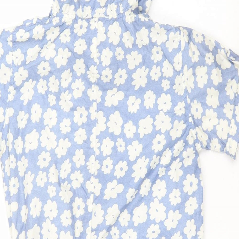 Denim & Co. Womens Blue Floral Rain Coat Coat Size L - Playsuit coat