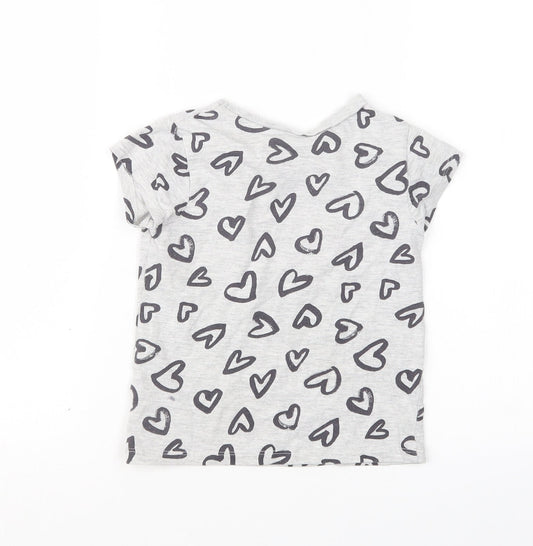 George Girls Grey Geometric Basic T-Shirt Size 3-4 Years
