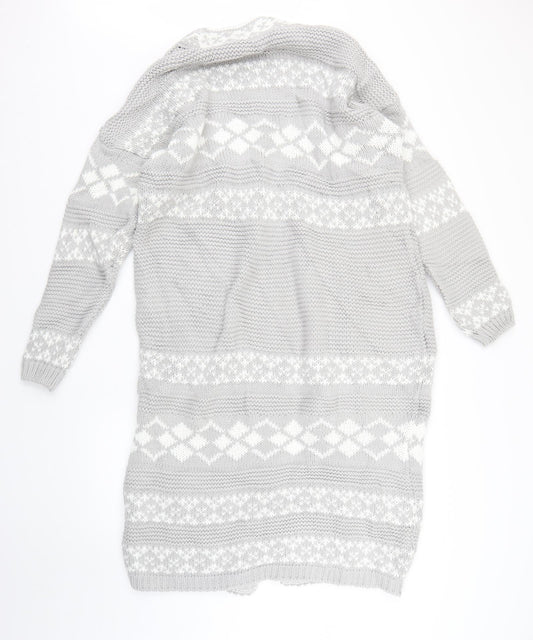 Dorothy Perkins Womens Grey Geometric Cardigan Jumper Size M