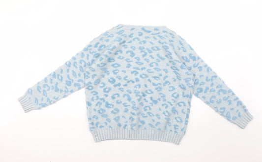 Preworn Womens Blue Geometric Pullover Jumper Size S