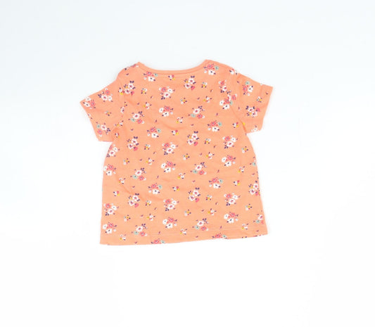 Fred & FLo Girls Orange Floral Basic T-Shirt Size 0-3 Months