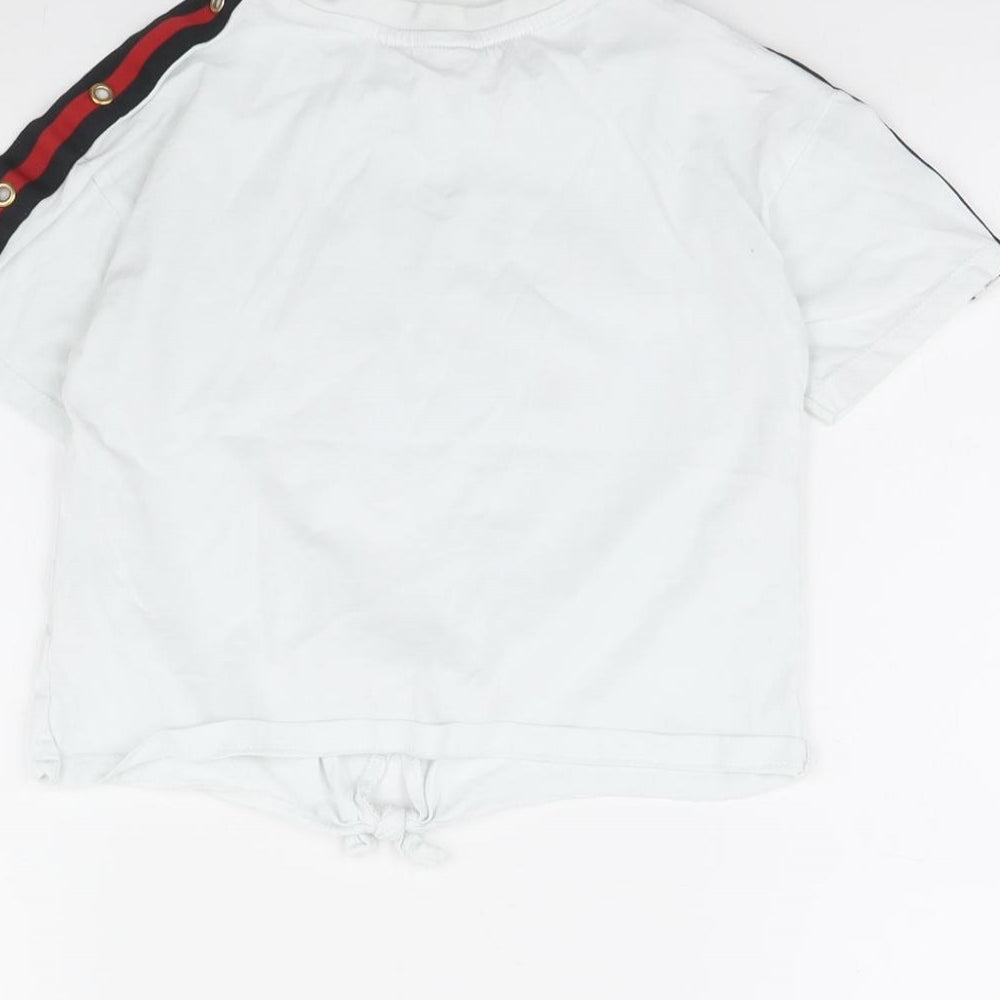 Candy Couture Girls White Cropped T-Shirt Size 9 Years - Weekends forever