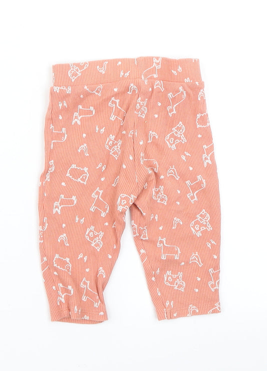 Primark Girls Orange Polka Dot Jogger Trousers Size 3-6 Months - Farm Animal