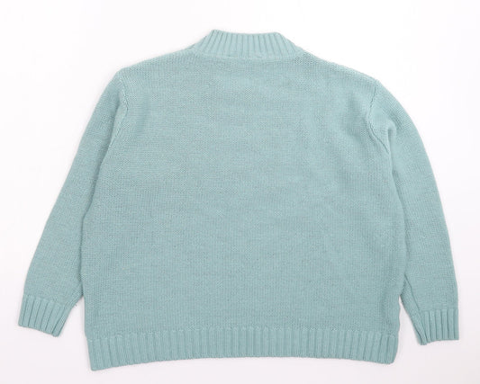 Afibel Womens Blue Knit Pullover Jumper Size L