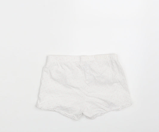 H&M Girls White Polka Dot Sweat Shorts Size 4-5 Years
