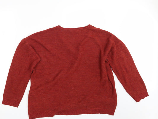 Couleurs & Prix Womens Red Knit Pullover Jumper Size 22 - Cropped