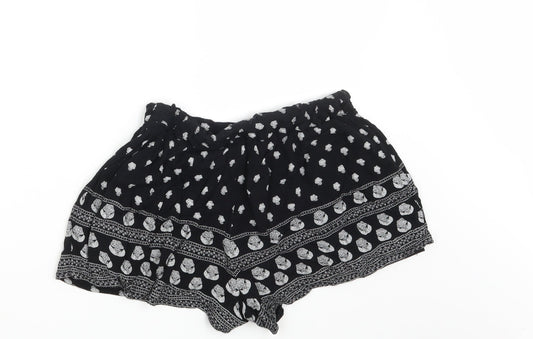 Select Womens Black Floral Hot Pants Shorts Size 6