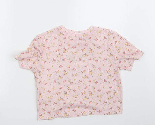 Primark Girls Pink Floral Cropped T-Shirt Size 11-12 Years