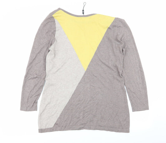David Emanuel Womens Multicoloured Geometric Pullover Jumper Size S